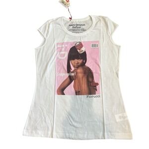 NWT Fiorucci X Naomi Campbell Collaboration White Cap Sleeve Tee RARE Superstar!
